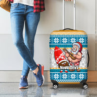 Custom Hawaii Mele Kalikimaka Luggage Cover Funny Santa and Coconut Mix Kakau Pattern LT03 - Polynesian Pride