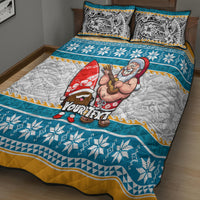 Custom Hawaii Mele Kalikimaka Quilt Bed Set Funny Santa and Coconut Mix Kakau Pattern LT03 - Polynesian Pride