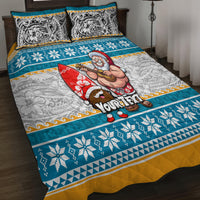 Custom Hawaii Mele Kalikimaka Quilt Bed Set Funny Santa and Coconut Mix Kakau Pattern LT03 - Polynesian Pride