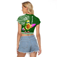 Hawaii Raglan Cropped T Shirt Aloha Funny Avocado Mix Kakau Hawaiian Tribal LT03 - Polynesian Pride