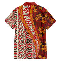 Hawaii Native Tapa Elements and Hibiscus Flowers Family Matching Off Shoulder Maxi Dress and Hawaiian Shirt LT03 - Polynesian Pride