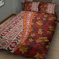 Hawaii Native Tapa Elements and Hibiscus Flowers Quilt Bed Set LT03 - Polynesian Pride