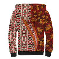 Hawaii Native Tapa Elements and Hibiscus Flowers Sherpa Hoodie LT03 - Polynesian Pride