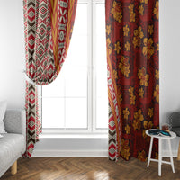 Hawaii Native Tapa Elements and Hibiscus Flowers Window Curtain LT03 - Polynesian Pride