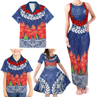 Samoan Tapa Family Matching Tank Maxi Dress and Hawaiian Shirt Ula Fala and Teuila Flower LT03 - Polynesian Pride