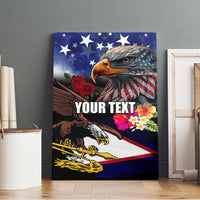 Personalised United States and American Samoa Canvas Wall Art Bald Eagle Rose and Hibiscus Flower