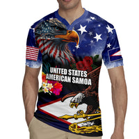 United States and American Samoa Rugby Jersey Bald Eagle Rose and Hibiscus Flower