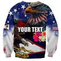 United States and American Samoa Sweatshirt Bald Eagle Rose and Hibiscus Flower