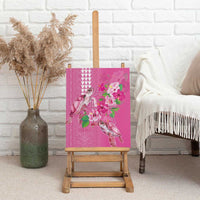 Hawaii Aloha Turtle Hibiscus and Leaves Canvas Wall Art with Polynesian and Kakau Tattoos Rose Color - Polynesian Pride