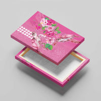 Hawaii Aloha Turtle Hibiscus and Leaves Canvas Wall Art with Polynesian and Kakau Tattoos Rose Color - Polynesian Pride