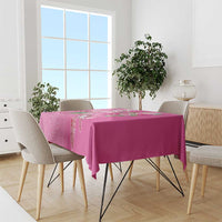 Hawaii Aloha Turtle Hibiscus and Leaves Tablecloth with Polynesian and Kakau Tattoos Rose Color - Polynesian Pride