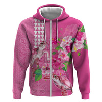 Hawaii Aloha Turtle Hibiscus and Leaves Zip Hoodie with Polynesian and Kakau Tattoos Rose Color - Polynesian Pride