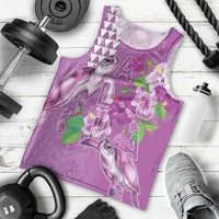 Hawaii Aloha Turtle Hibiscus and Leaves Men Tank Top with Polynesian and Kakau Tattoos Lilac Color LT03 - Polynesian Pride