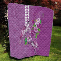 Hawaii Aloha Turtle Hibiscus and Leaves Quilt with Polynesian and Kakau Tattoos Lilac Color - Polynesian Pride