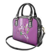 Hawaii Aloha Turtle Hibiscus and Leaves Shoulder Handbag with Polynesian and Kakau Tattoos Lilac Color LT03 - Polynesian Pride