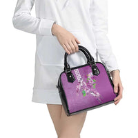 Hawaii Aloha Turtle Hibiscus and Leaves Shoulder Handbag with Polynesian and Kakau Tattoos Lilac Color LT03 - Polynesian Pride