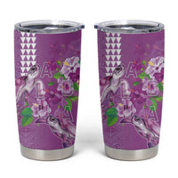 Hawaii Aloha Turtle Hibiscus and Leaves Tumbler Cup with Polynesian and Kakau Tattoos Lilac Color - Polynesian Pride