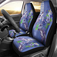 Hawaii Aloha Turtle Hibiscus and Leaves Car Seat Cover with Polynesian and Kakau Tattoos Denim Color - Polynesian Pride