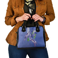 Hawaii Aloha Turtle Hibiscus and Leaves Shoulder Handbag with Polynesian and Kakau Tattoos Denim Color LT03 - Polynesian Pride
