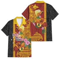Papua New Guinea Independence Day Family Matching Mermaid Dress and Hawaiian Shirt Birds-of-Paradise Melanesian Tattoos Tropical Plants