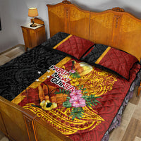 Papua New Guinea Independence Day Quilt Bed Set Birds-of-Paradise Melanesian Tattoos Tropical Plants