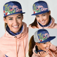 Guam Chamorro Mesh Trucker Cap Tribal Latte Stone and Seal Artwork Polynesian Patterns