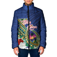 Guam Chamorro Padded Jacket Tribal Latte Stone and Seal Artwork Polynesian Patterns