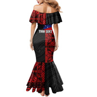 Personalised Samoa 685 Family Matching Mermaid Dress and Hawaiian Shirt Siapo Pattern and Samoa Flag Design