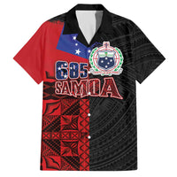 Personalised Samoa 685 Family Matching Off The Shoulder Long Sleeve Dress and Hawaiian Shirt Siapo Pattern and Samoa Flag Design LT03 Dad's Shirt - Short Sleeve Black - Polynesian Pride