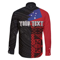 Personalised Samoa 685 Family Matching Off The Shoulder Long Sleeve Dress and Hawaiian Shirt Siapo Pattern and Samoa Flag Design LT03 - Polynesian Pride