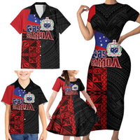 Personalised Samoa 685 Family Matching Short Sleeve Bodycon Dress and Hawaiian Shirt Siapo Pattern and Samoa Flag Design LT03 - Polynesian Pride