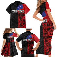 Personalised Samoa 685 Family Matching Short Sleeve Bodycon Dress and Hawaiian Shirt Siapo Pattern and Samoa Flag Design LT03 - Polynesian Pride
