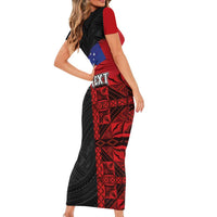 Personalised Samoa 685 Family Matching Short Sleeve Bodycon Dress and Hawaiian Shirt Siapo Pattern and Samoa Flag Design LT03 - Polynesian Pride