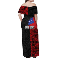 Personalised Samoa 685 Off Shoulder Maxi Dress Siapo Pattern and Samoa Flag Design