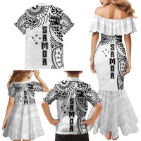Samoa 685 Art Traditional Tattoo Pattern Family Matching Mermaid Dress and Hawaiian Shirt White Color LT03 - Polynesian Pride