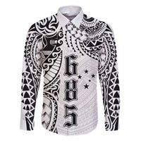 Samoa 685 Art Traditional Tattoo Pattern Family Matching Mermaid Dress and Hawaiian Shirt White Color LT03 Dad's Shirt - Long Sleeve White - Polynesian Pride