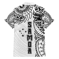 Samoa 685 Art Traditional Tattoo Pattern Family Matching Off Shoulder Short Dress and Hawaiian Shirt White Color LT03 - Polynesian Pride