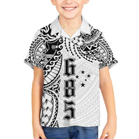 Samoa 685 Art Traditional Tattoo Pattern Family Matching Short Sleeve Bodycon Dress and Hawaiian Shirt White Color LT03 Son's Shirt White - Polynesian Pride