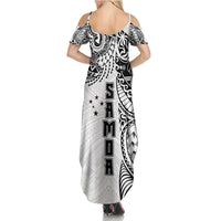 Samoa 685 Art Traditional Tattoo Pattern Family Matching Summer Maxi Dress and Hawaiian Shirt White Color LT03 - Polynesian Pride