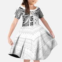 Samoa 685 Art Traditional Tattoo Pattern Family Matching Tank Maxi Dress and Hawaiian Shirt White Color LT03 Daughter's Dress White - Polynesian Pride