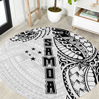 Samoa 685 Art Traditional Tattoo Pattern Round Carpet White Color
