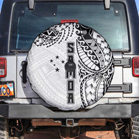Samoa 685 Art Traditional Tattoo Pattern Spare Tire Cover White Color LT03 White - Polynesian Pride