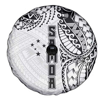 Samoa 685 Art Traditional Tattoo Pattern Spare Tire Cover White Color LT03 - Polynesian Pride