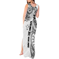 Samoa 685 Art Traditional Tattoo Pattern Tank Maxi Dress White Color