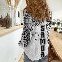 Samoa 685 Art Traditional Tattoo Pattern Women Casual Shirt White Color