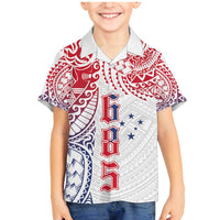 Samoa 685 Art Traditional Tattoo Pattern Family Matching Mermaid Dress and Hawaiian Shirt Gradient Color LT03 Son's Shirt White - Polynesian Pride