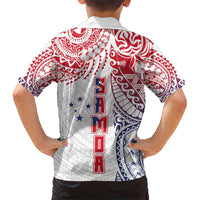 Samoa 685 Art Traditional Tattoo Pattern Family Matching Short Sleeve Bodycon Dress and Hawaiian Shirt Gradient Color LT03 - Polynesian Pride