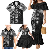 Samoa 685 Art Traditional Tattoo Pattern Family Matching Mermaid Dress and Hawaiian Shirt Black Color LT03 - Polynesian Pride