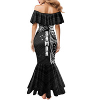 Samoa 685 Art Traditional Tattoo Pattern Family Matching Mermaid Dress and Hawaiian Shirt Black Color LT03 - Polynesian Pride