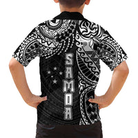 Samoa 685 Art Traditional Tattoo Pattern Family Matching Off Shoulder Maxi Dress and Hawaiian Shirt Black Color LT03 - Polynesian Pride